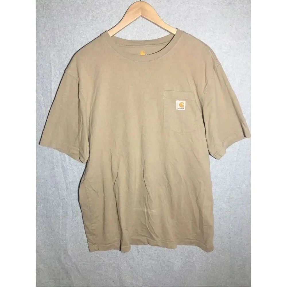 Mens Carhartt Shirt Pocket Dark Tan Casual Streetwear Work Trendy
